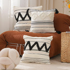 Lumbar Pillow Cover Woven Cotton-Blend Tufted Diamond & Tassels
