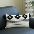 Lumbar Pillow Cover Woven Cotton-Blend Tufted Diamond & Tassels