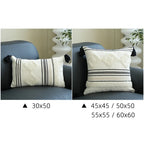 Lumbar Pillow Cover Woven Cotton-Blend Tufted Diamond & Tassels