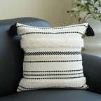 Lumbar Pillow Cover Woven Cotton-Blend Tufted Diamond & Tassels
