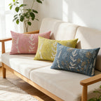 Lumbar Pillow Embroidered Velvet Removable Cover & Hypoallergenic Insert