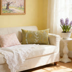 Lumbar Pillow Embroidered Velvet Removable Cover & Hypoallergenic Insert