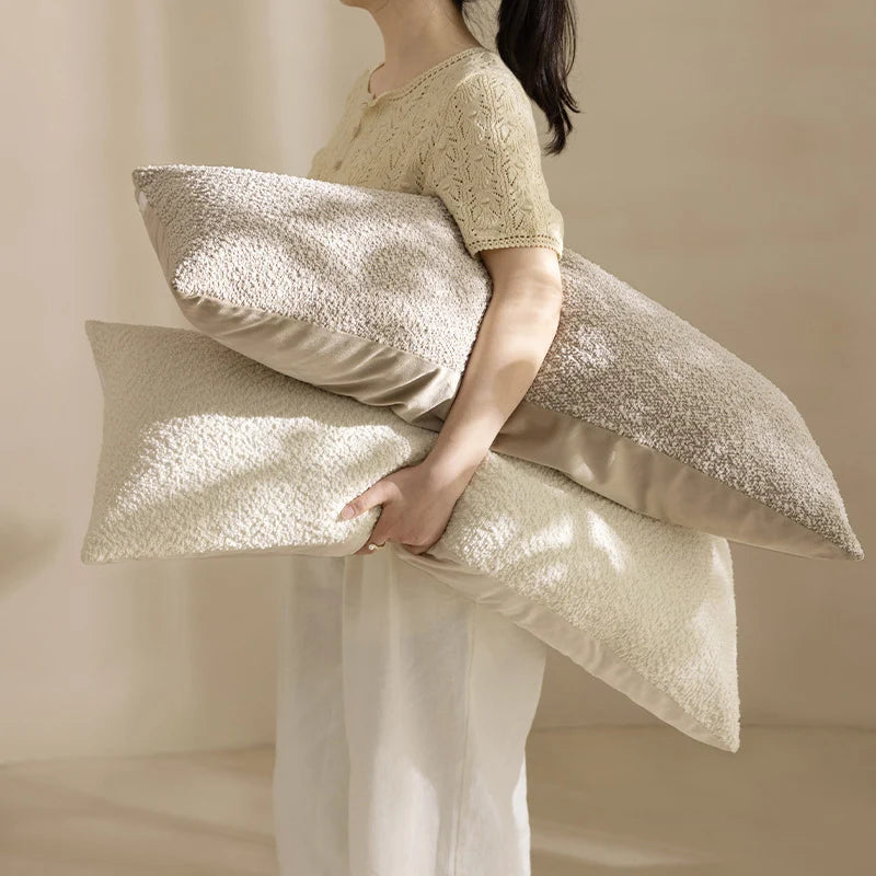Lumbar Pillow Extra-Long Ergonomic Boucle Cover