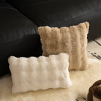 Lumbar Pillow Faux Fur Wavy Quilted 30x50 cm
