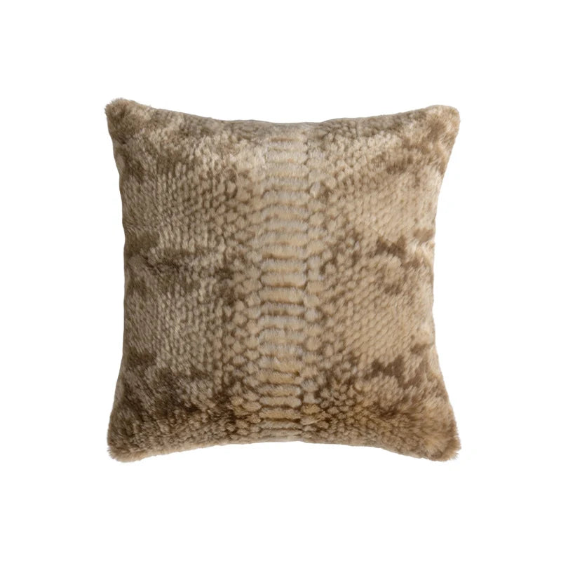 Lumbar Pillow Faux Fur Wavy Quilted 30x50 cm