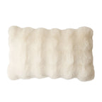Lumbar Pillow Faux Fur Wavy Quilted 30x50 cm
