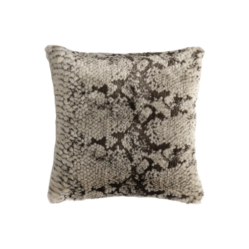 Lumbar Pillow Faux Fur Wavy Quilted 30x50 cm