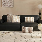Lumbar Pillow Faux Fur Wavy Quilted 30x50 cm