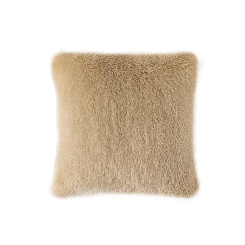 Lumbar Pillow Faux Fur Wavy Quilted 30x50 cm