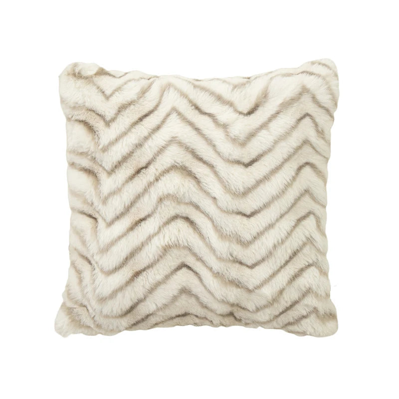 Lumbar Pillow Faux Fur Wavy Quilted 30x50 cm