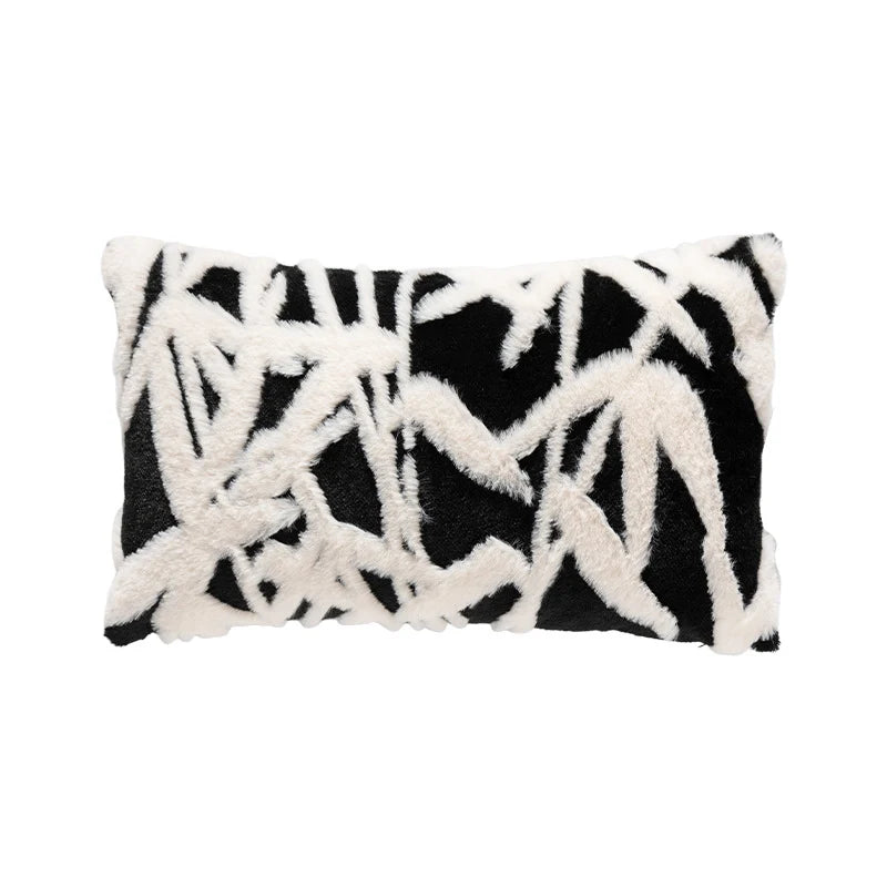 Lumbar Pillow Faux Fur Wavy Quilted 30x50 cm