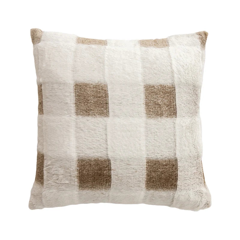 Lumbar Pillow Faux Fur Wavy Quilted 30x50 cm