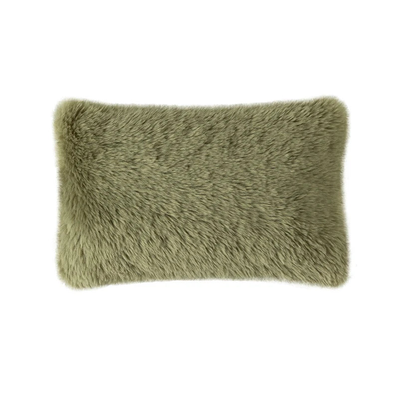 Lumbar Pillow Faux Fur Wavy Quilted 30x50 cm