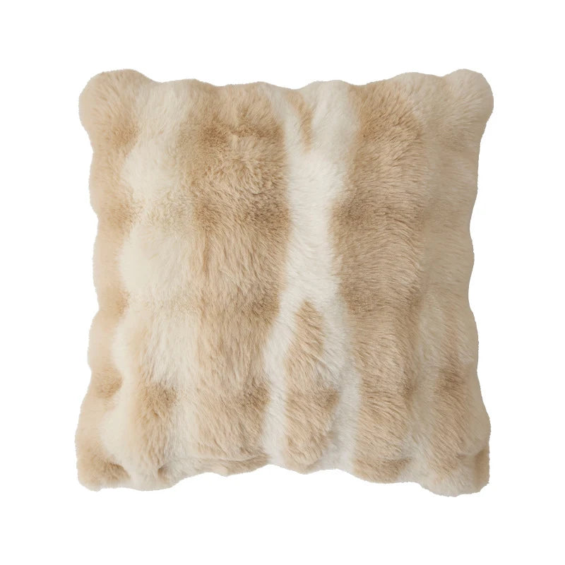 Lumbar Pillow Faux Fur Wavy Quilted 30x50 cm