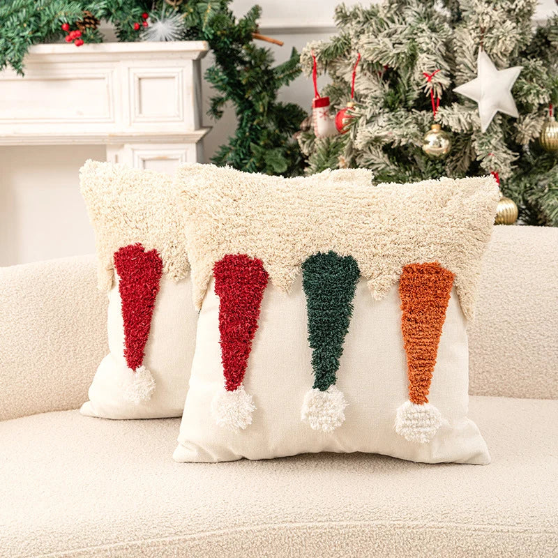 Lumbar Pillow Set Tufted & Pom Accents