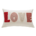 Lumbar Pillow Tufted Letter Loop-Pile Plush Fill Removable Cover