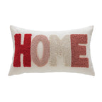 Lumbar Pillow Tufted Letter Loop-Pile Plush Fill Removable Cover