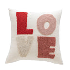 Lumbar Pillow Tufted Letter Loop-Pile Plush Fill Removable Cover