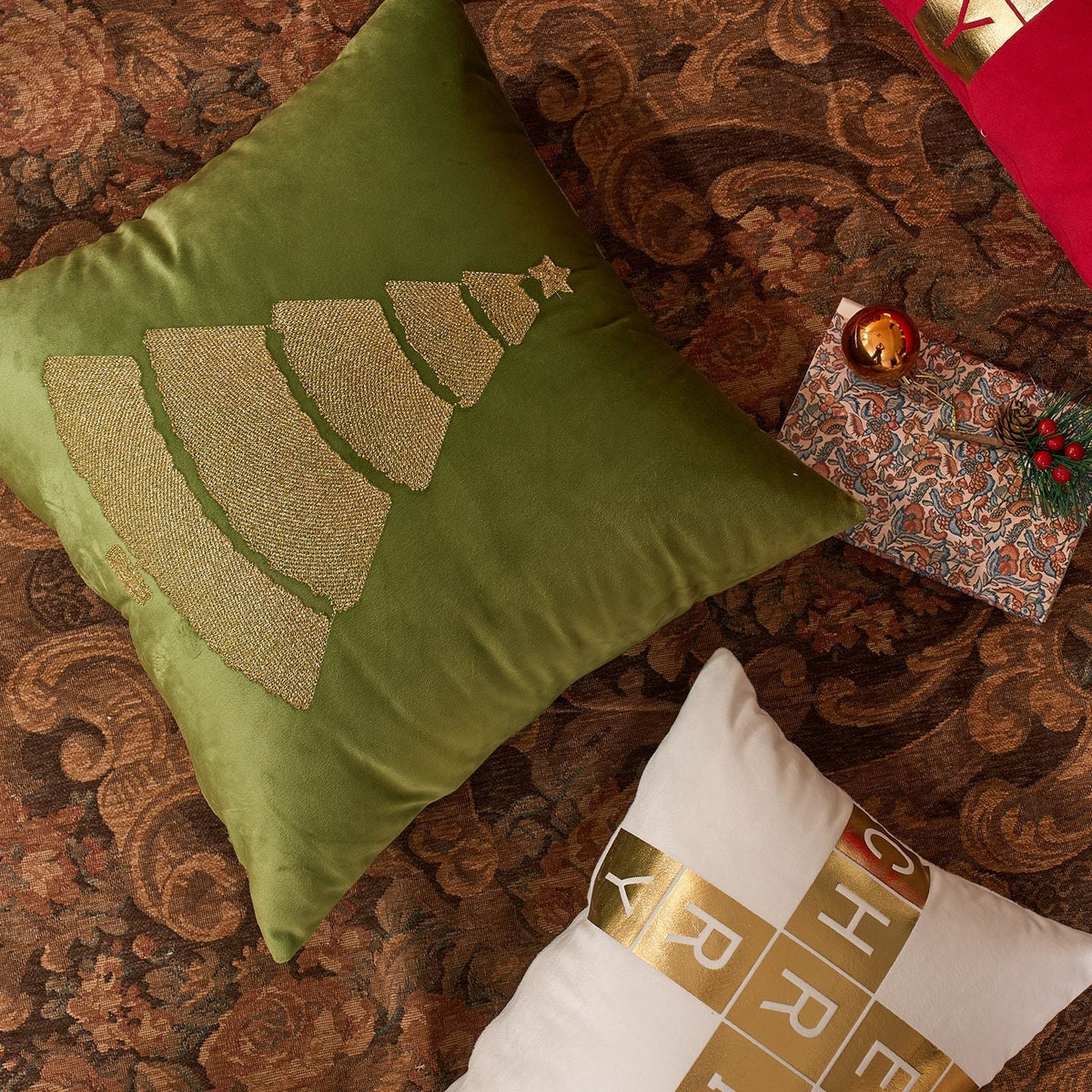 Lumbar Pillow Velvet Foil-Block Hidden Zipper