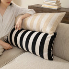 Lumbar Pillow Woven Striped Cover & Hypoallergenic Fill