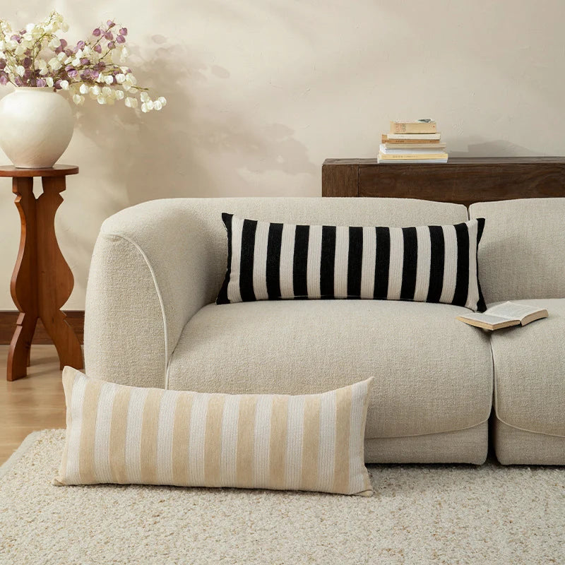 Lumbar Pillow Woven Striped Cover & Hypoallergenic Fill