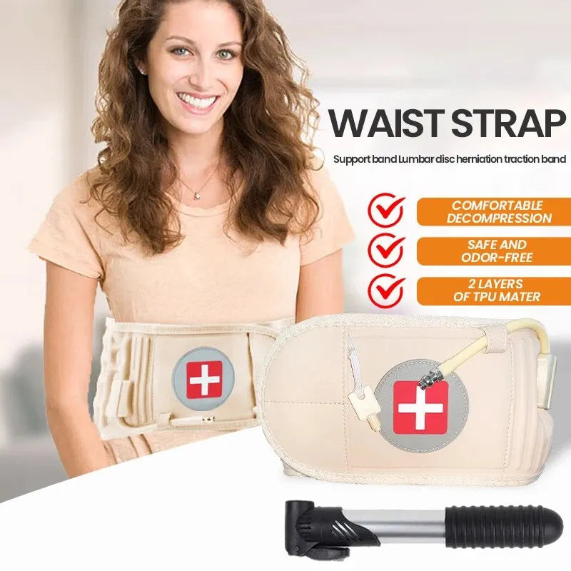 Lumbar Support Belt Inflatable Traction Heat & Vibration USB Rechargeable