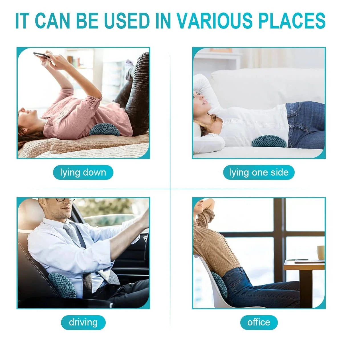 Lumbar Support Pillow Arc-Shaped Memory Foam Breathable Cover