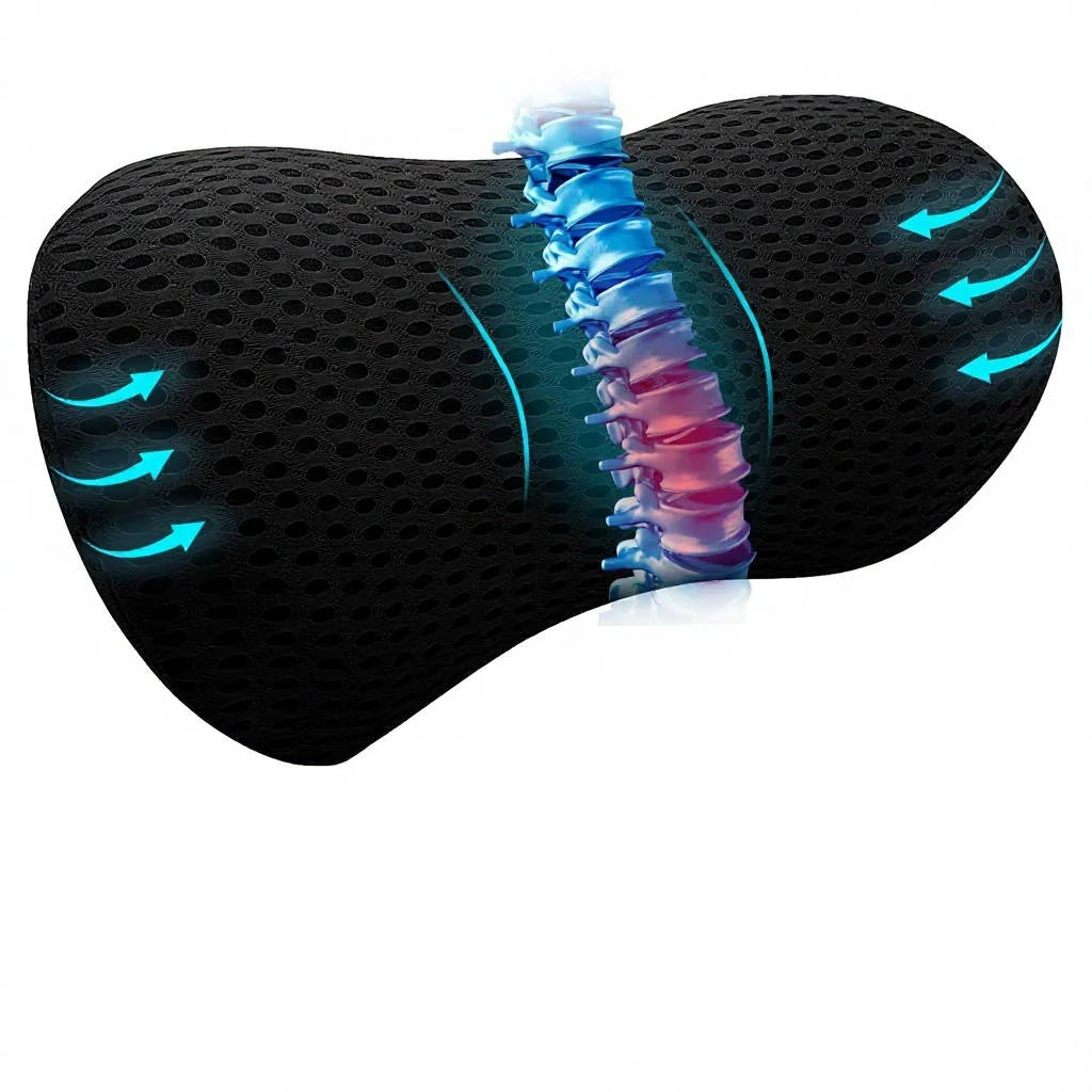 Lumbar Support Pillow Arc-Shaped Memory Foam Breathable Cover