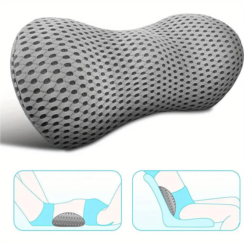 Lumbar Support Pillow Arc-Shaped Memory Foam Breathable Cover