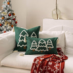 Lumbar Throw Pillow Chenille Embroidered Tassels Removable Cover