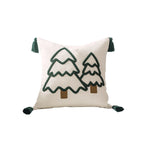 Lumbar Throw Pillow Chenille Embroidered Tassels Removable Cover