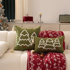 Lumbar Throw Pillow Chenille Embroidered Tassels Removable Cover