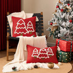 Lumbar Throw Pillow Chenille Embroidered Tassels Removable Cover