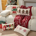 Lumbar Throw Pillow Tufted Chenille Lettering Piped Edge