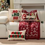 Lumbar Throw Pillow Tufted Chenille Lettering Piped Edge