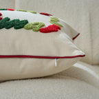 Lumbar Throw Pillow Tufted Chenille Lettering Piped Edge