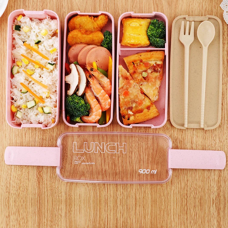Lunch Box Wheat Straw Leak-Proof Adjustable Divider