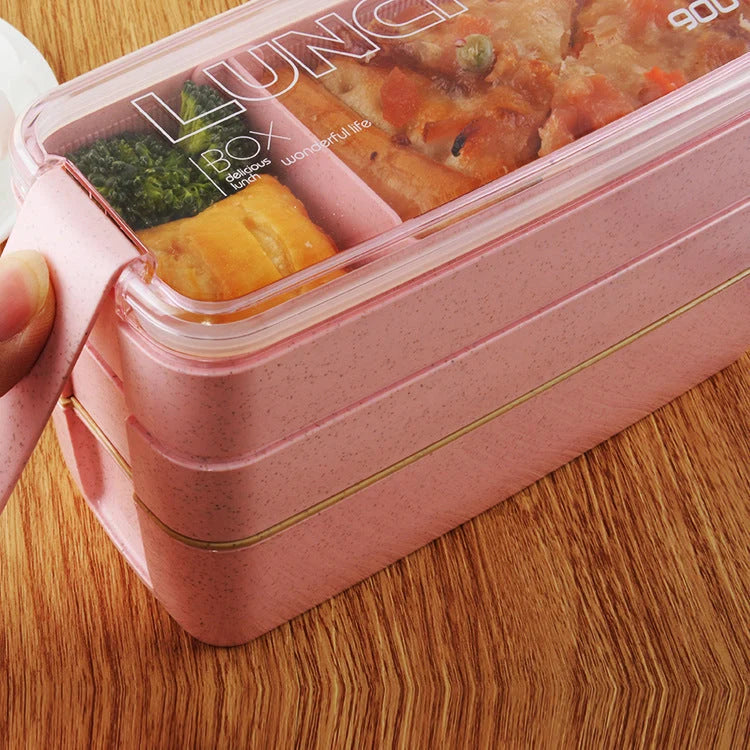 Lunch Box Wheat Straw Leak-Proof Adjustable Divider