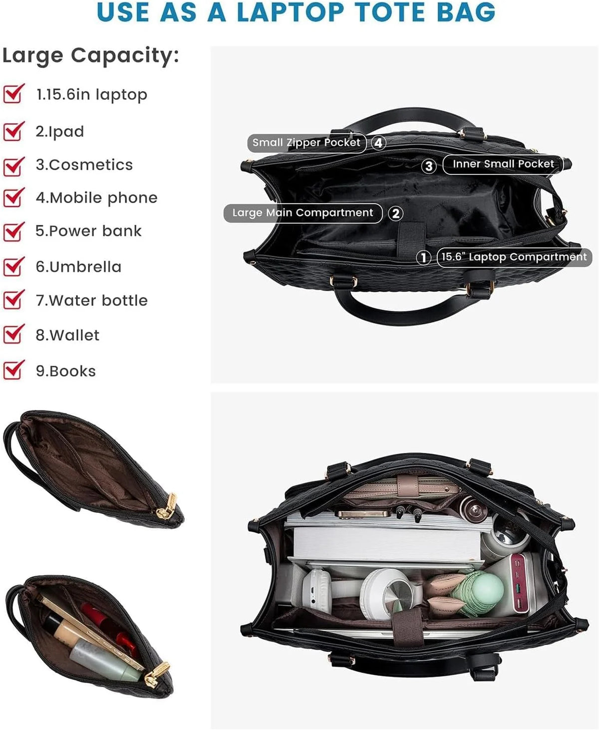 Lunch & Laptop Tote Insulated & Leakproof Padded Sleeve