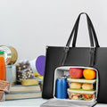 Lunch Tote Insulated Padded Laptop Sleeve Waterproof PU Leather