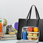 Lunch Tote Insulated Padded Laptop Sleeve Waterproof PU Leather