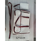 Lunch Tote Insulated Quilted Faux Leather Detachable Strap