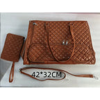 Lunch Tote Insulated Quilted Faux Leather Detachable Strap