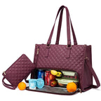 Lunch Tote Insulated Quilted Faux Leather Detachable Strap