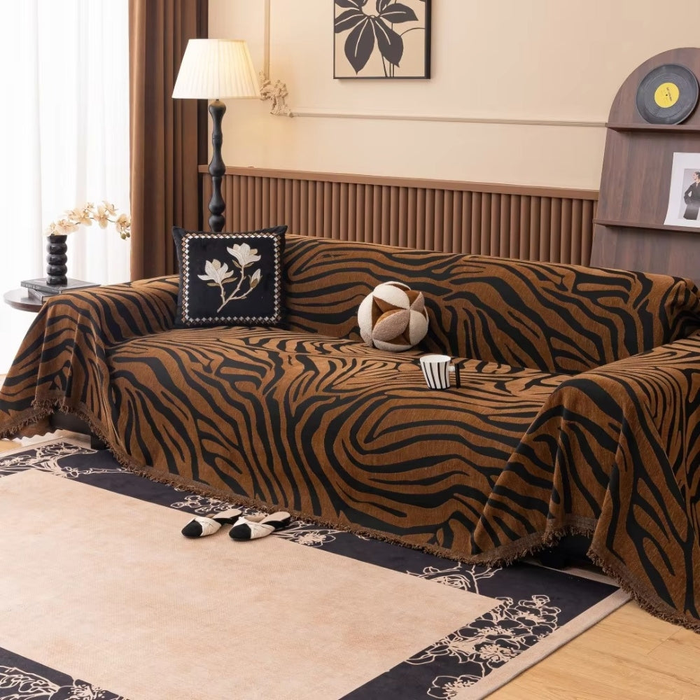 Machine Washable Chenille Zebra Jacquard Sofa Cover