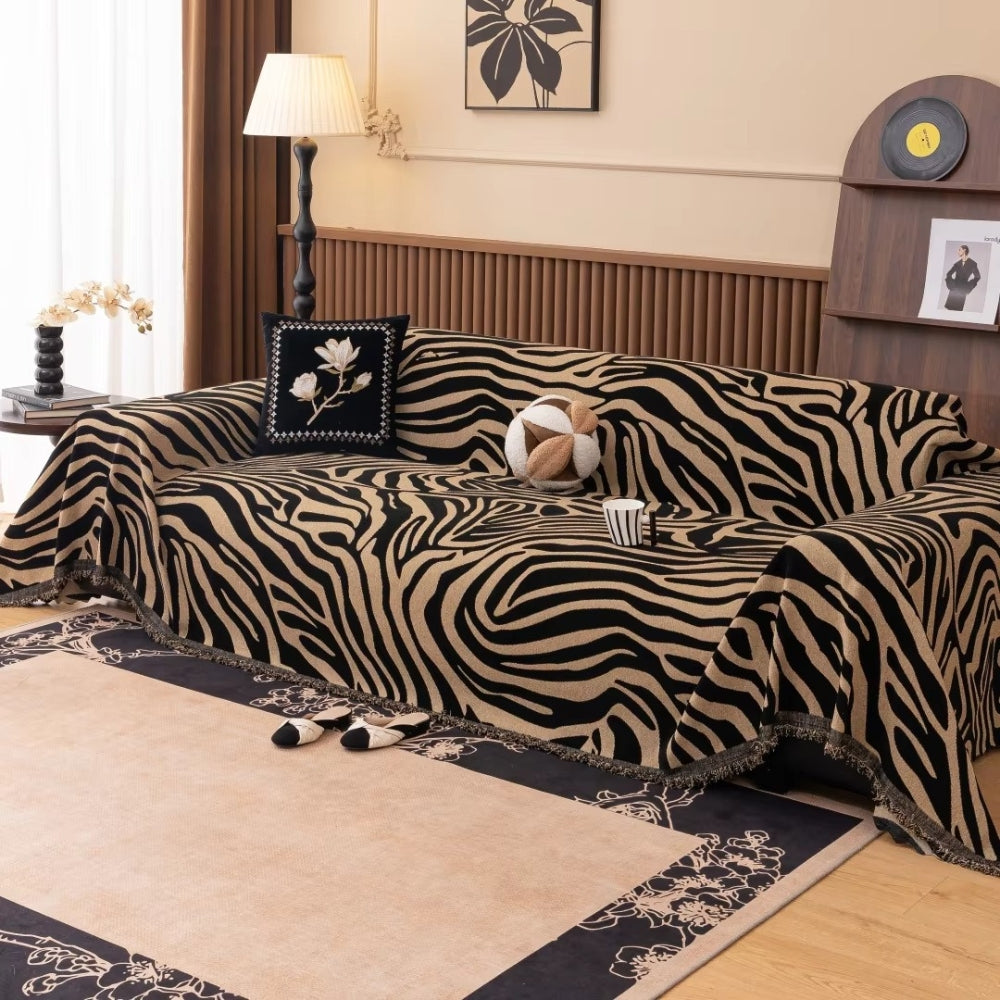 Machine Washable Chenille Zebra Jacquard Sofa Cover