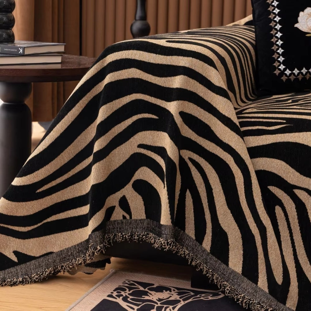 Machine Washable Chenille Zebra Jacquard Sofa Cover