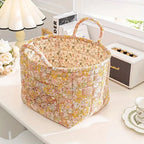 Machine-Washable Floral Canvas Storage Basket (13" x 11" x 10")