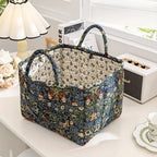 Machine-Washable Floral Canvas Storage Basket (13" x 11" x 10")