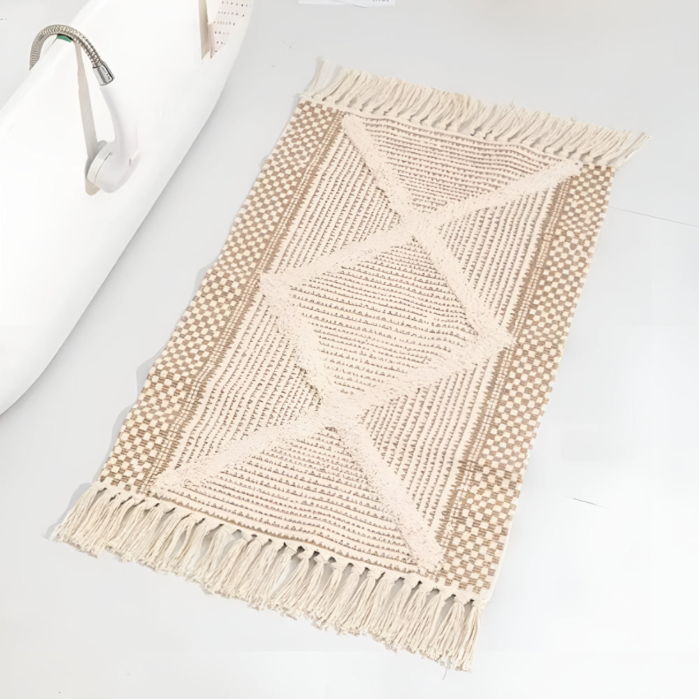 Machine Washable Microfiber Fringe Accent Rug